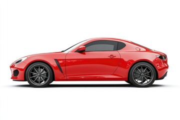 Red Sports Car Side View Showing Sleek Design on White Background