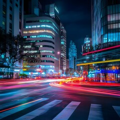 Vibrant City Night Lightscape Street Photography
