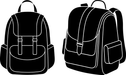 Fototapeta premium Backpack icon vector art, Vector of black backpack icon silhouette design