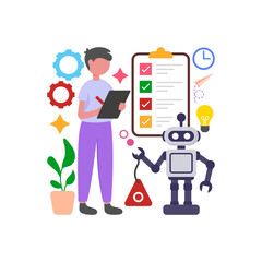 Digital Information Input Automation Vector Illustration