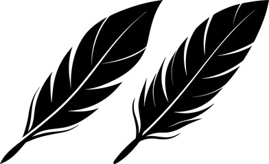 Obraz premium Feather icon vector art, Vector of flat feather black icon silhouette design