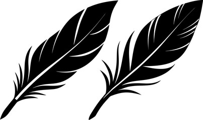 Fototapeta premium Feather icon vector art, Vector of flat feather black icon silhouette design