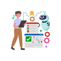Team Process Coordination System Vector Illustration