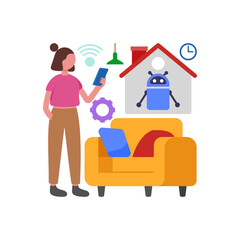 Connected Home Control Systems Vector Illustration
