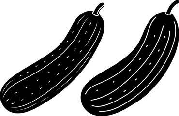 Cucumber icon vector art, Vector of cucumber black icon silhouette design