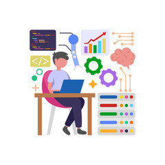 Adaptive Algorithm Training Process Vector Illustration