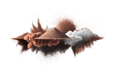 Brown white fog or smoke effect isolated on a transparent white background. Smoke explosion special effect. Effective texture of steam, fog, smoke png. Design elements