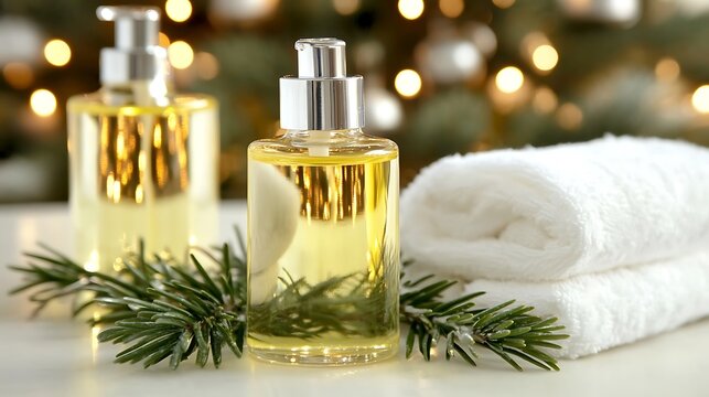 Wellness products and decorations arranged to create a festive image