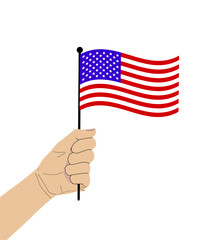 Hand holding American flag - object for US Independence Day and patriotic design