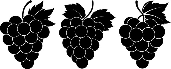 Grape fruits icon vector art, Vector of grape black icon silhouette design