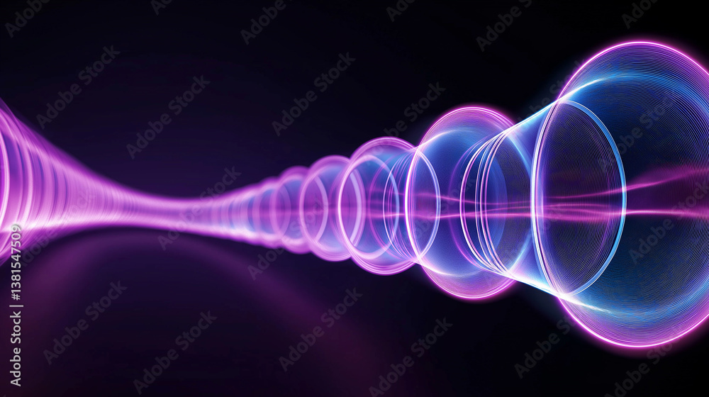 Poster glowing purple and blue energy tunnel effect creating a path through space