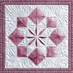 Geometric Pink and White Quilt Pattern Design