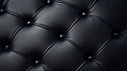 Naklejka premium Deep black leather surface texture background offering open copy space 
