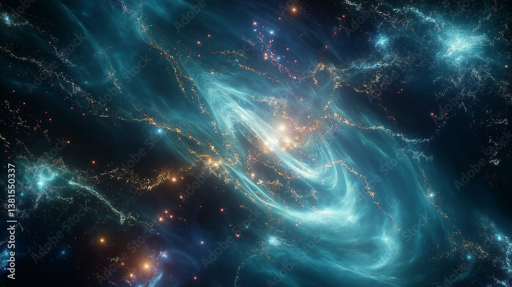 Aufkleber swirling nebula cloud of gas and dust creating stars in deep space