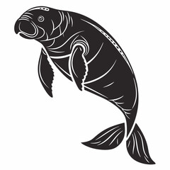 dugong black silhouette icon vector