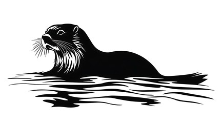 Artistic otter line design black silhouette illustration images