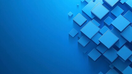 Abstract Blue Square Floating on the Surface Background Design Template
