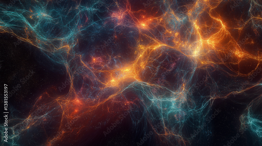 Aufkleber orange and blue nebula clouds creating a colorful universe background
