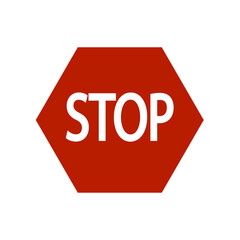 Stop sign. Red warning icon. Traffic regulation. Road safety symbol.