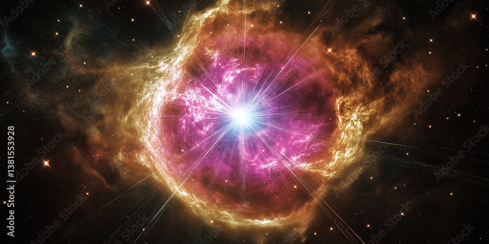 Aufkleber Bright star exploding in a colorful nebula with stunning visual effect
