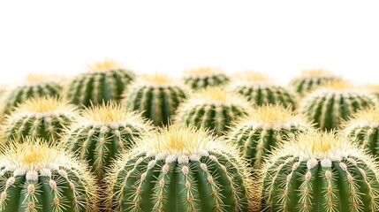 Group of cacti presented on white background as natural landscape art