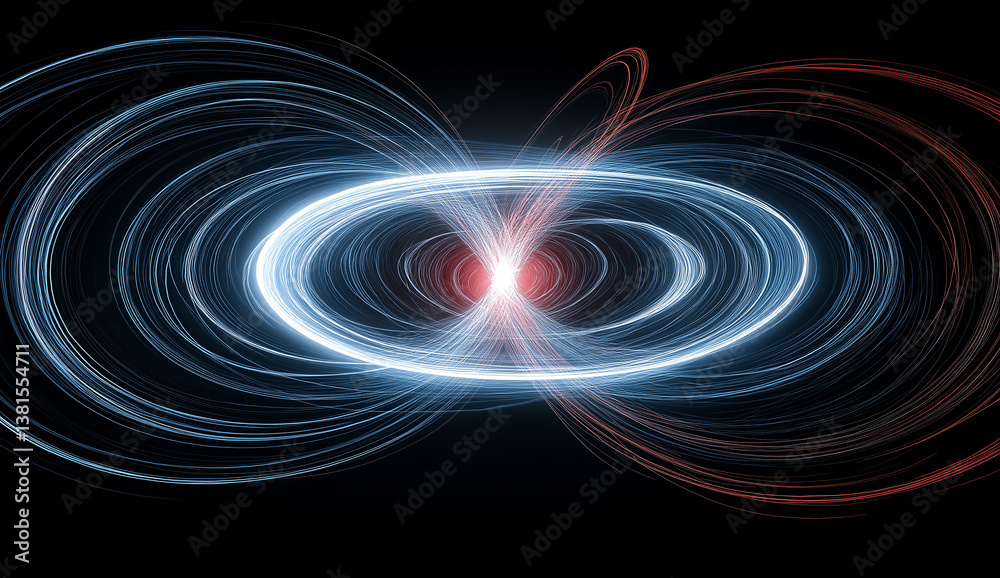 Aufkleber magnetic field lines flowing around a rotating pulsar emitting energy beams