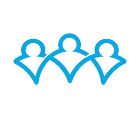 Creative three people logo blue lines vector symbol icon design illustration
