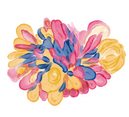 watercolor image of a flower. bouquet of yellow roses, peonies with petals