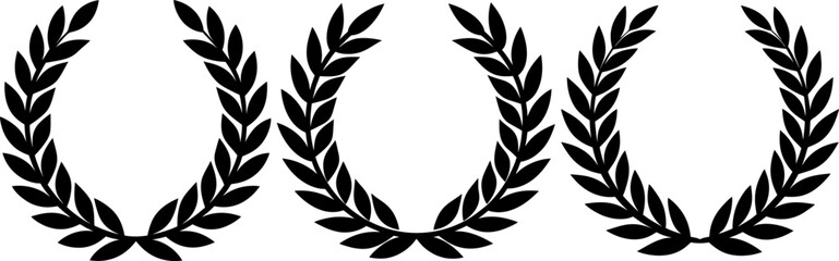 Laurel wreath solid icon vector art, Vector of round laurel wreath silhouette design