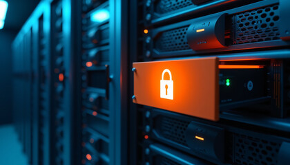 Data security measures in server rooms data centers technology focused high-tech environment