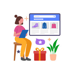Online Store Navigation Session Vector Illustration