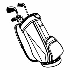 Golf Club Bag Line Art &ndash; Sports Equipment Sketch
