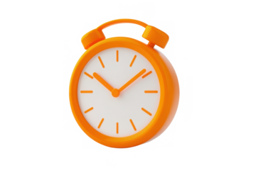 Minimalist 3D stopwatch icon in orange and white with motion effect