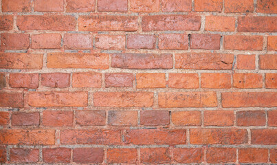 A red brick wall in close up