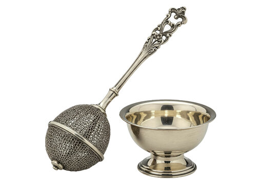 Silver aspergillum and aspersorium or situli.