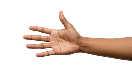 Hand Showing Five Fingers Counting Number on White Background