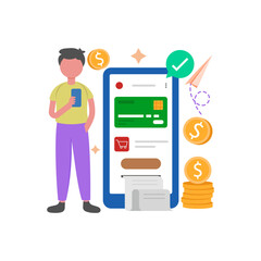 Digital Transaction Completion Vector Illustration