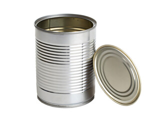 Open tin can isolated on transparent background