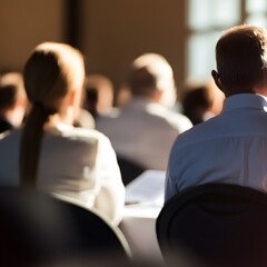 Fototapeta premium Blurred Backs of Attendees at a Conference or Seminar