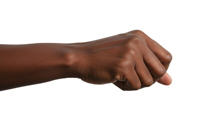 African American hand holding gesture against white background in studio shot