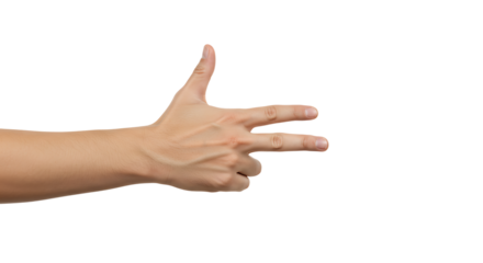 Hand Gesture Making Gun Shape Isolated on White Background Stock Photo