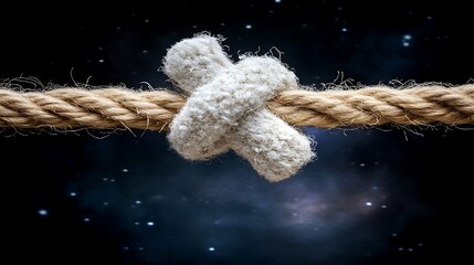 A close up image showing a knot on a rope