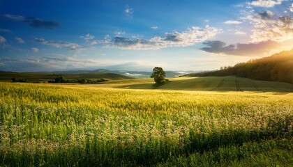 Fototapeta premium a beautiful day in the country in a field