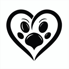 Fototapeta premium Heart and Paw Print Logo | Pet Love Vector Illustration