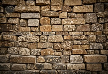 Obraz premium A stone wall is shown in a dark room.