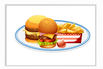 food logo for burger and hamburger sandwich fast food restaurant, burger pizza illustration icon