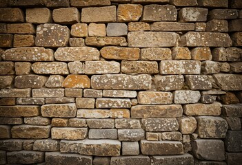 Obraz premium A stone wall is shown in a dark room.