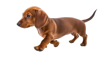a cute dachshund puppy walking gracefully showcasing its playful