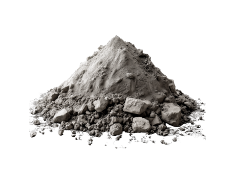 Gray Cement Powder – Lumpy Texture, Industrial Style (Transparent Background)
