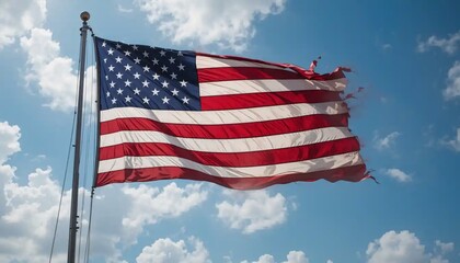 american flag against blue sky